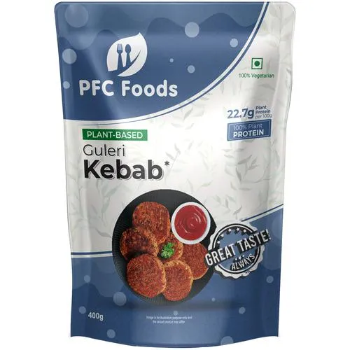 PFC Foods Plant Based Guleri Kebab Patty - Protein Rich, Ready To Cook, Frozen Vegetarian Snack, 400 g Pouch