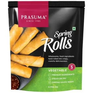 Prasuma Vegetable Spring Rolls - Frozen, Steam Or Fry, Ready In 5 Minutes, 6 pcs